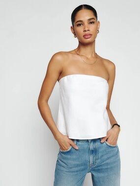 Reformation Spritz Linen Top in white size XL